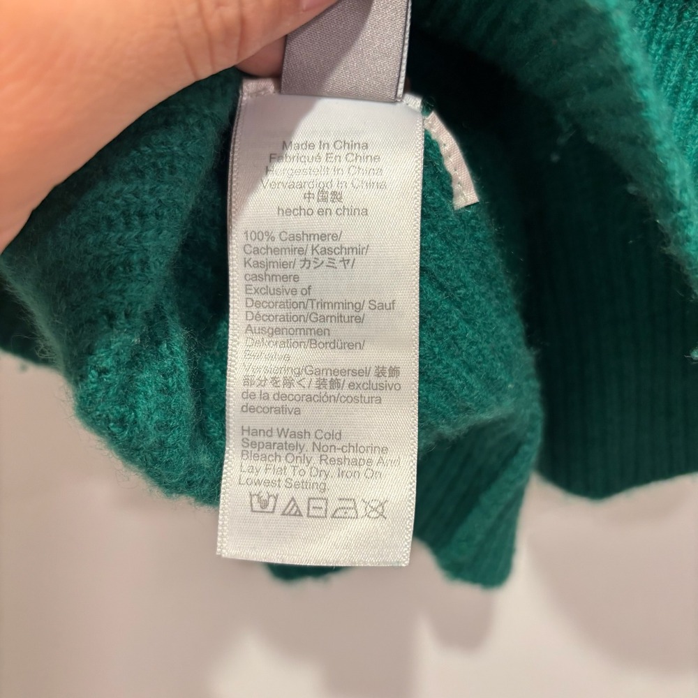 J. Crew Green 100% Cashmere Knit Crew Neck Pullover Sweater Women's Size XS - Picture 5 of 10